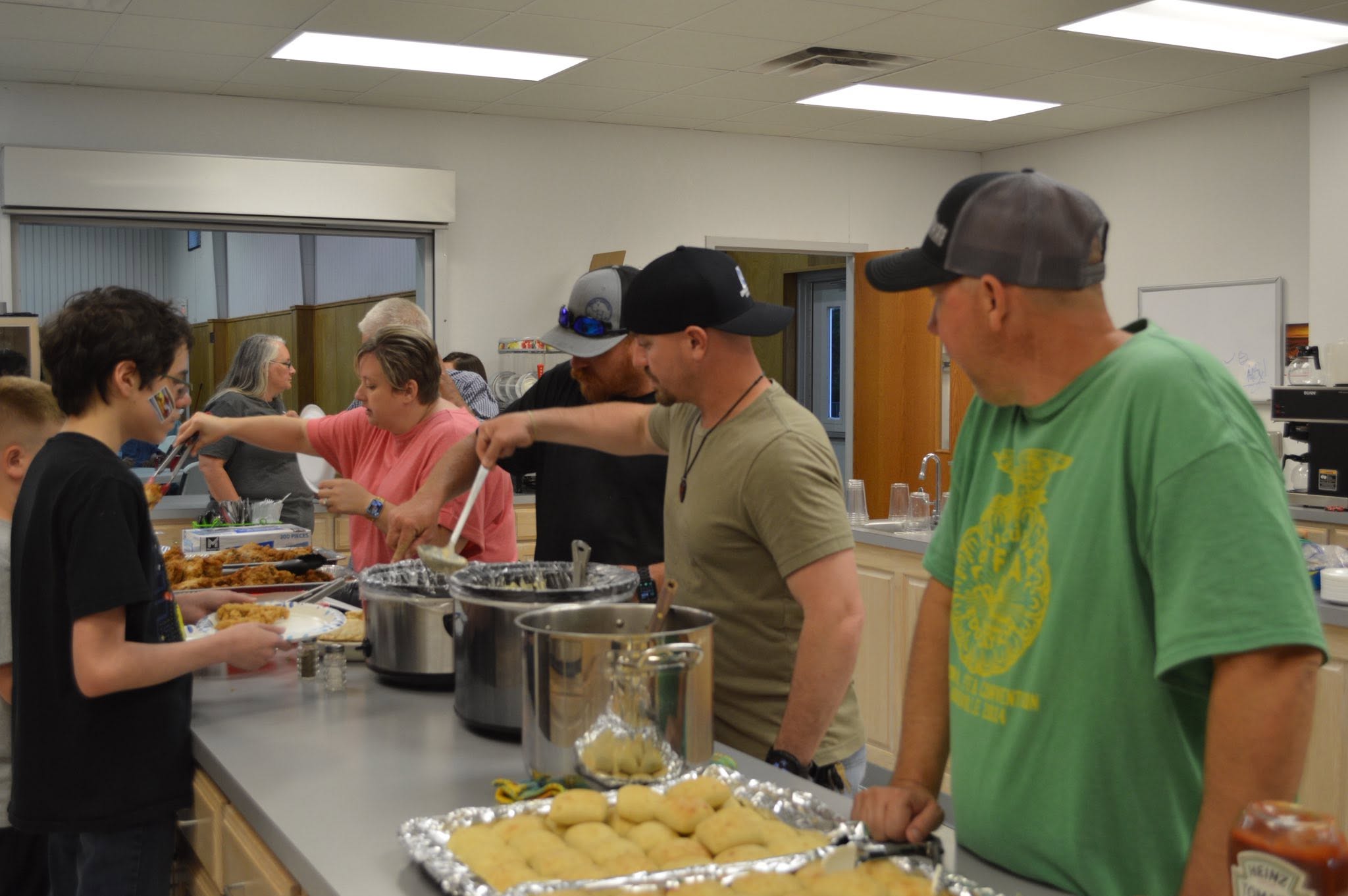 Church members sharing a fellowship meal together